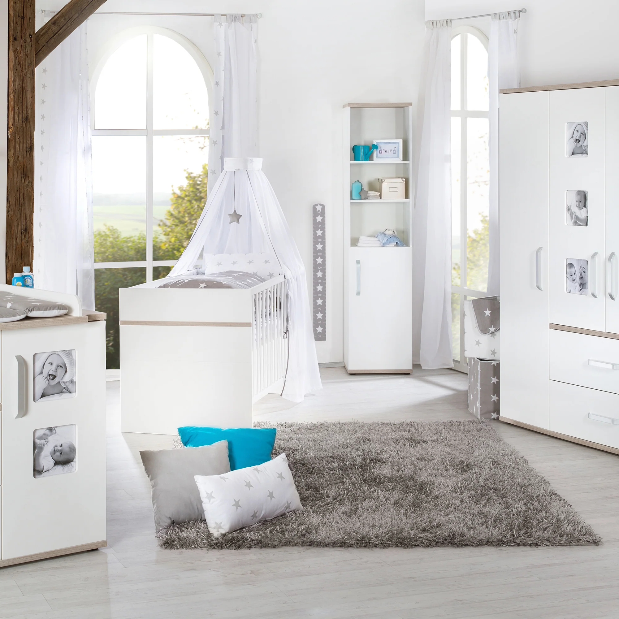 Standregal 'Moritz', Korpus & Fronten weiß, Dekorelemente 'Luna Elm', für Baby- & Kinderzimmer - Image 5