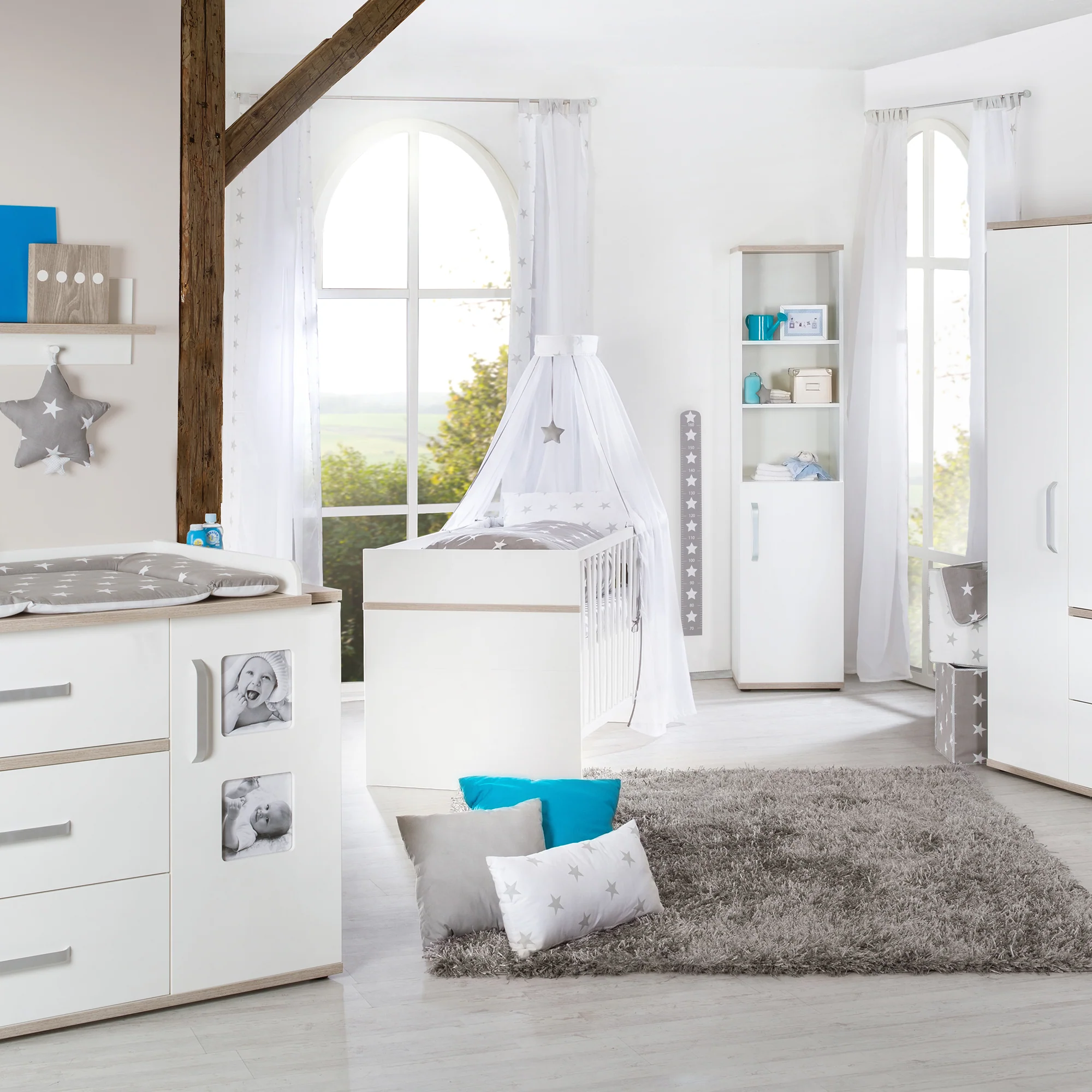 Kombi-Kinderbett 'Moritz', 70 x 140 cm, weiß, höhenverstellbar, 3 Schlupfsprossen - Image 4