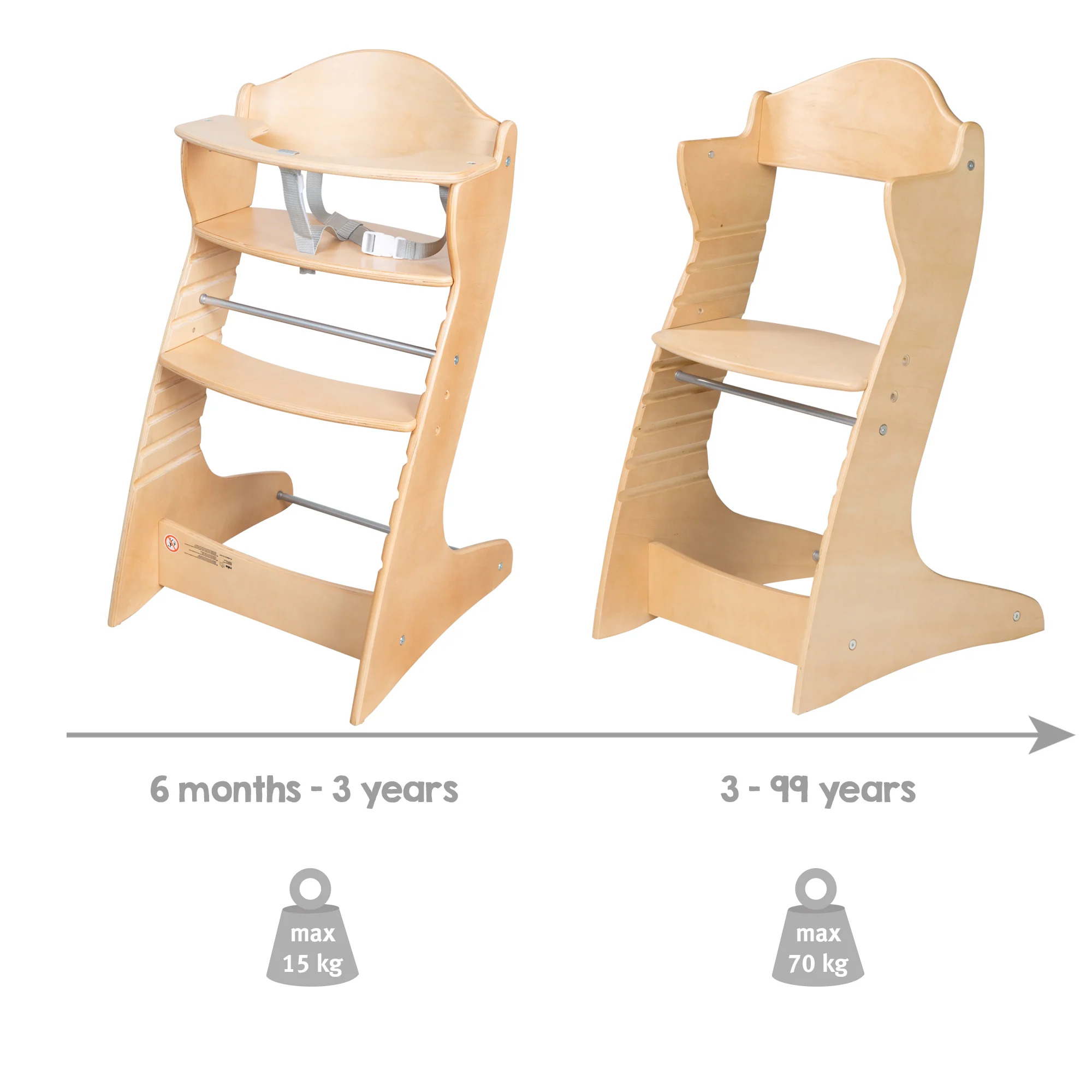 Treppenhochstuhl 'Chair Up ', mitwachsender Hochstuhl für Babys & Kinder, Holz, natur - Image 6