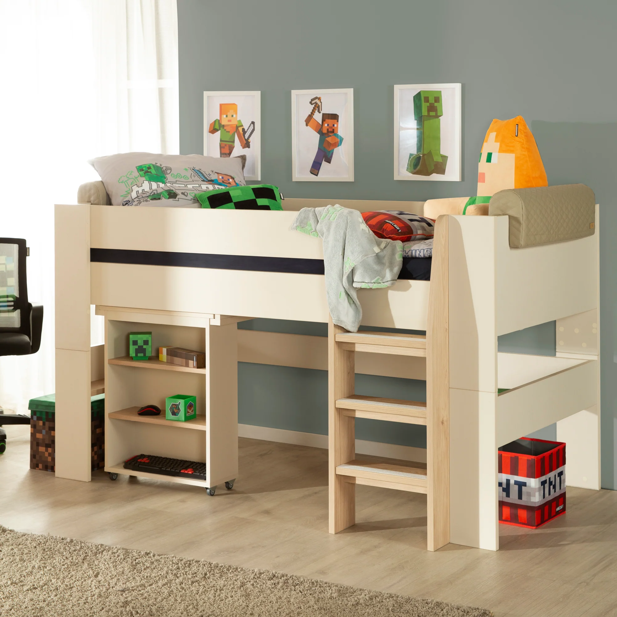 Hochbett Set 'Studio' - Serie 'Flexi Grow' - Cashmere / Eichen-Dekor - Image 6