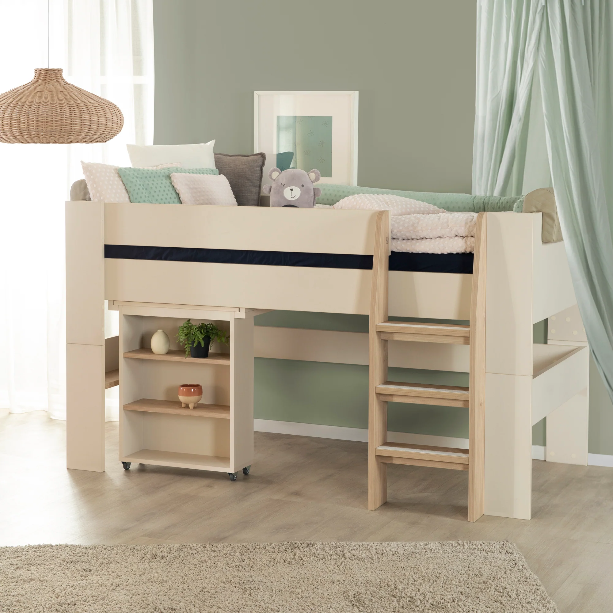 Hochbett Set 'Studio' - Serie 'Flexi Grow' - Cashmere / Eichen-Dekor - Image 7
