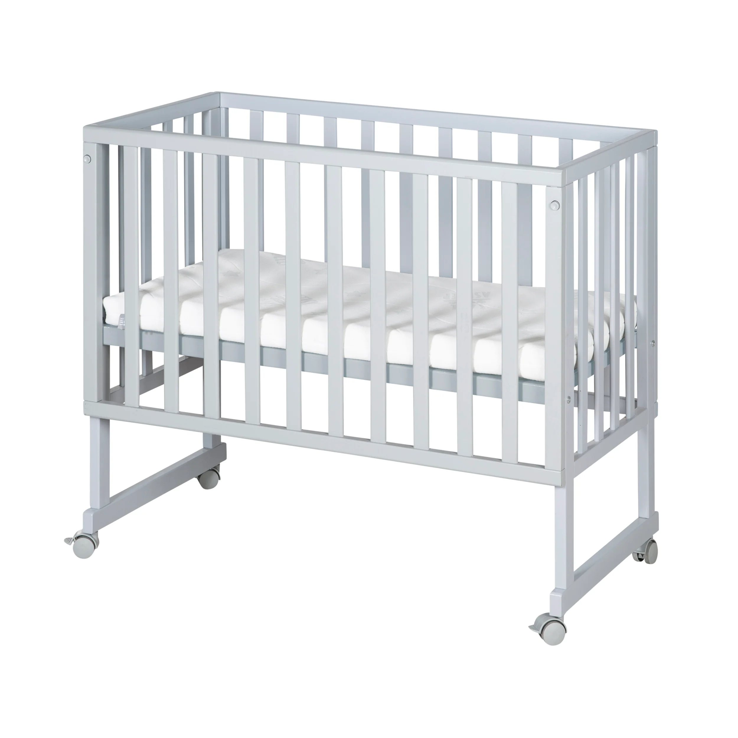 Stuben- & Beistellbett 3in1 mit Barriere + Matratze - Holz taupe - Image 3