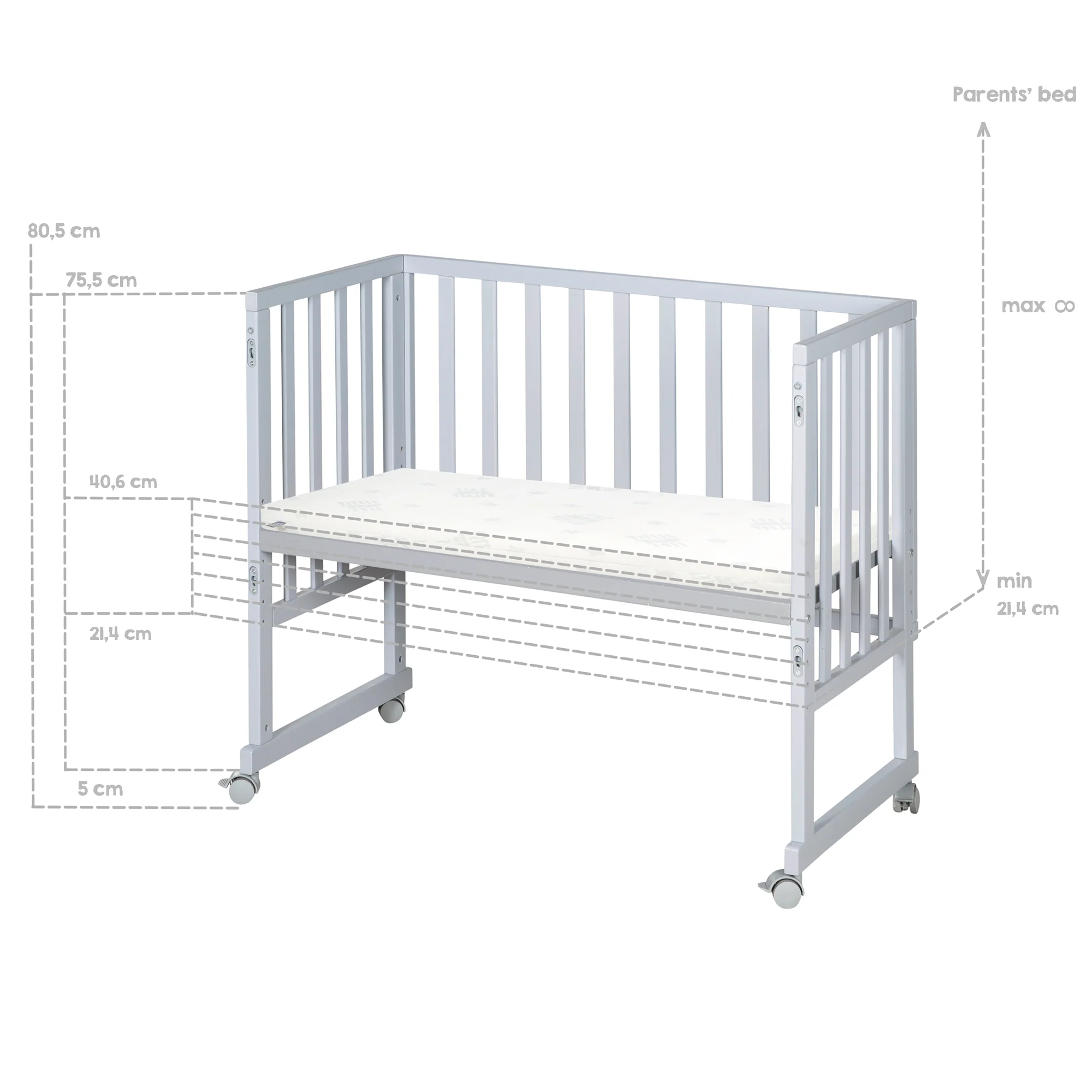 Stuben- & Beistellbett 'roba Style' 3 in 1 in taupe inkl. Matratze & Nestchen - Image 10