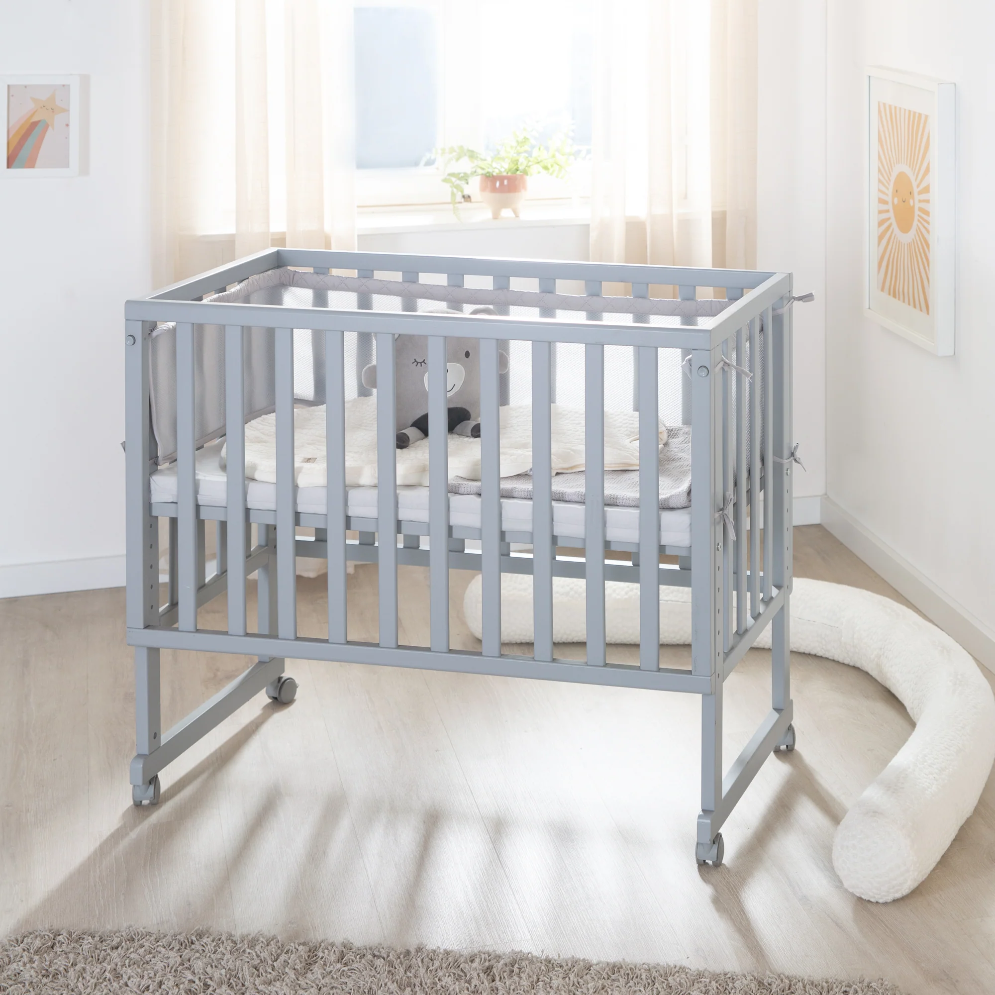 Stuben- & Beistellbett 'roba Style' 3 in 1 in taupe inkl. Matratze & Nestchen - Image 6