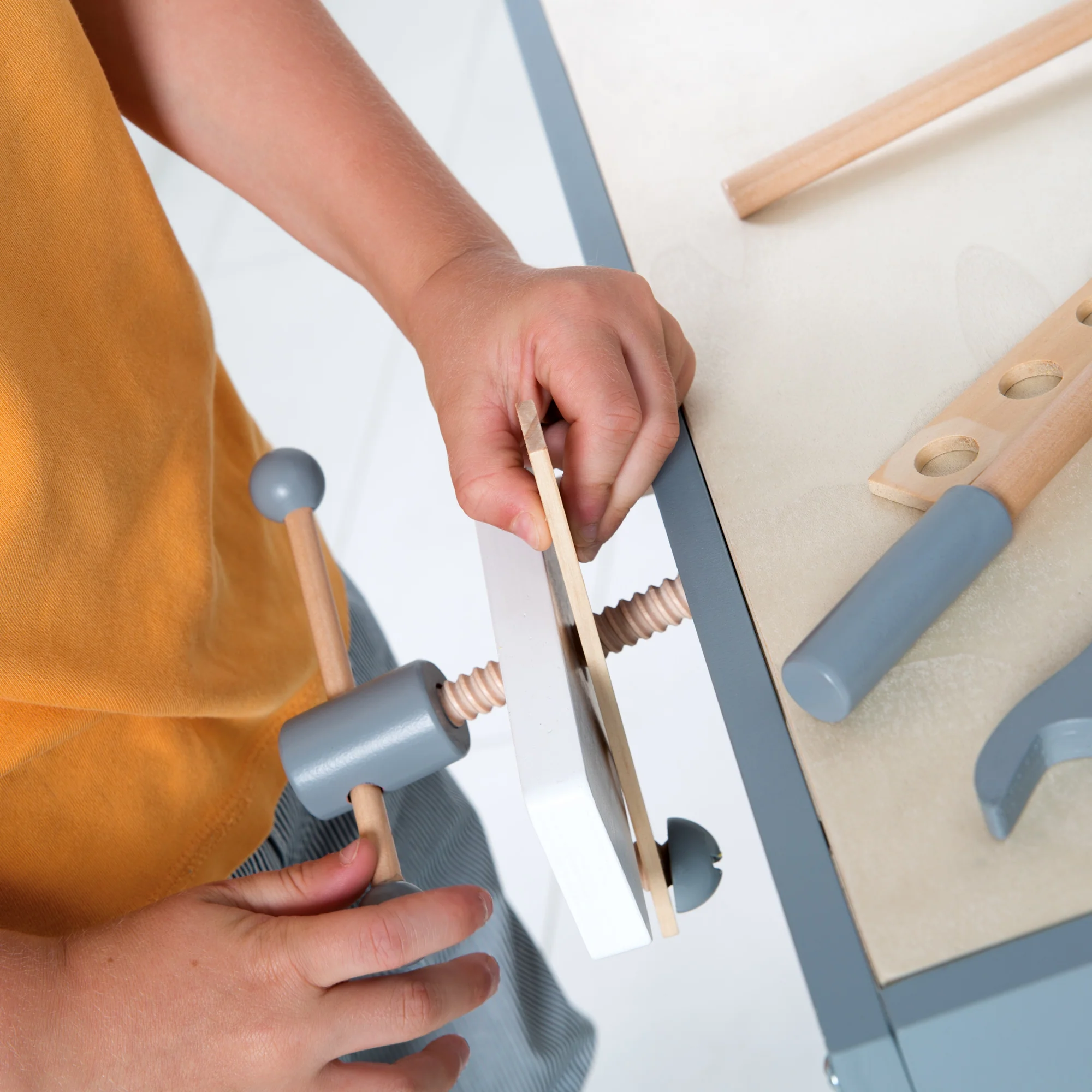 Werkbank, Holzwerkbank, Werkzeug-Set, große Arbeitsplatte, Ablage, 3 Schubfächer, mitwachsend - Image 18