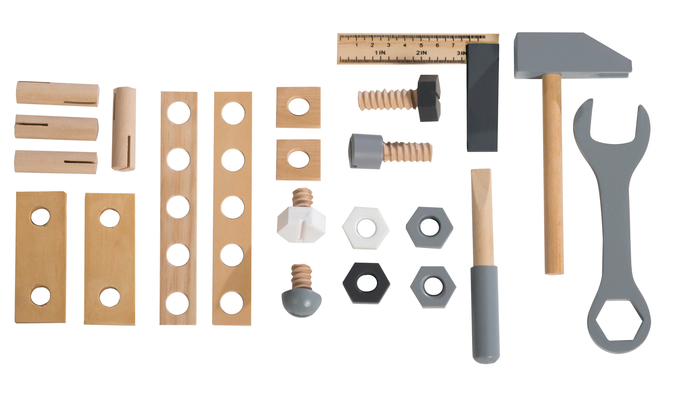 Werkzeugkiste für Kinder, Holzwerkzeugkasten, Holzbaukasten inklusive 22-teiligem Werkzeug - Image 7