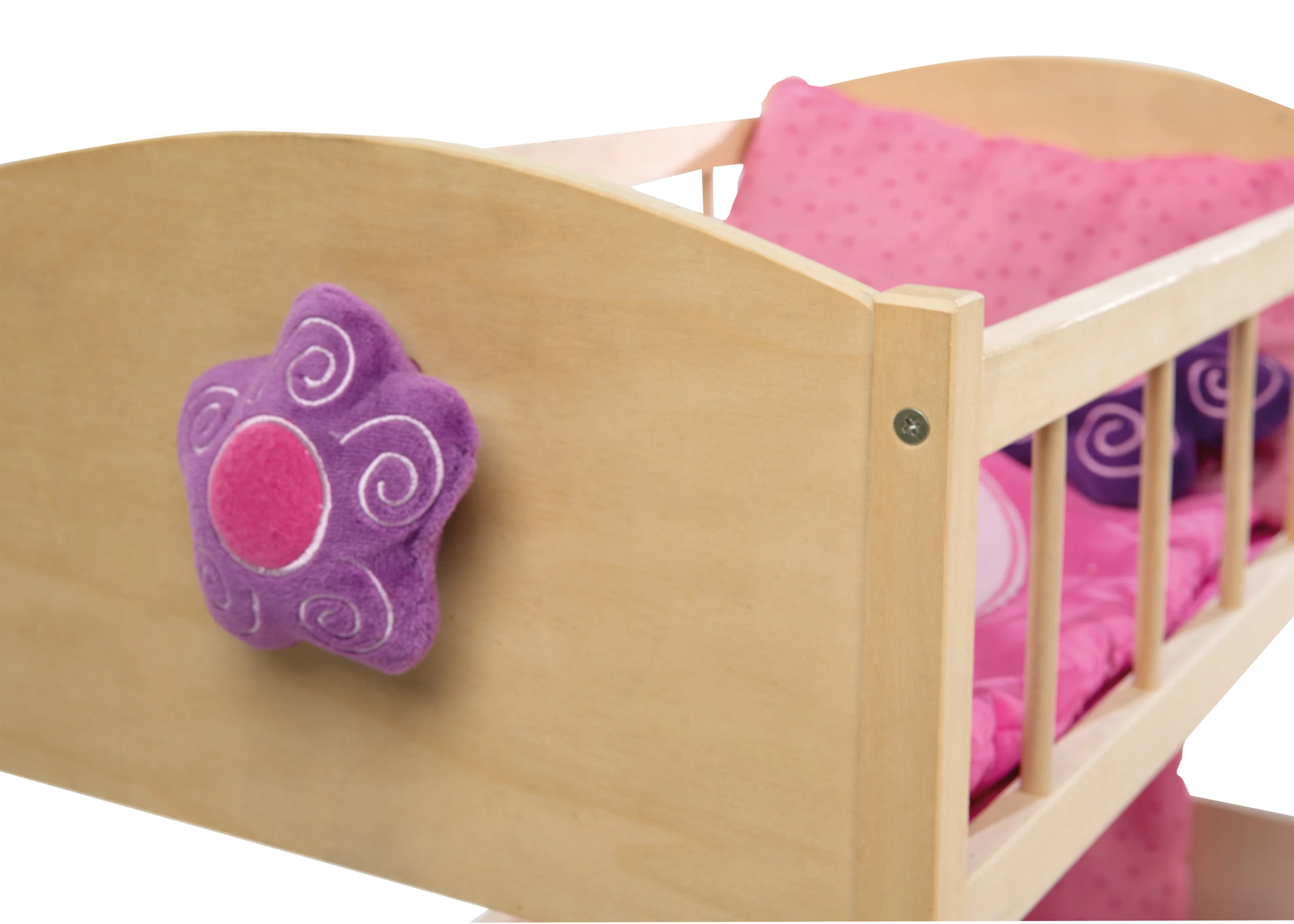 Puppenetagenbett Serie 'Happy Fee', Holz natur, inkl. textiler Ausstattung, abnehmbare Blume - Image 3