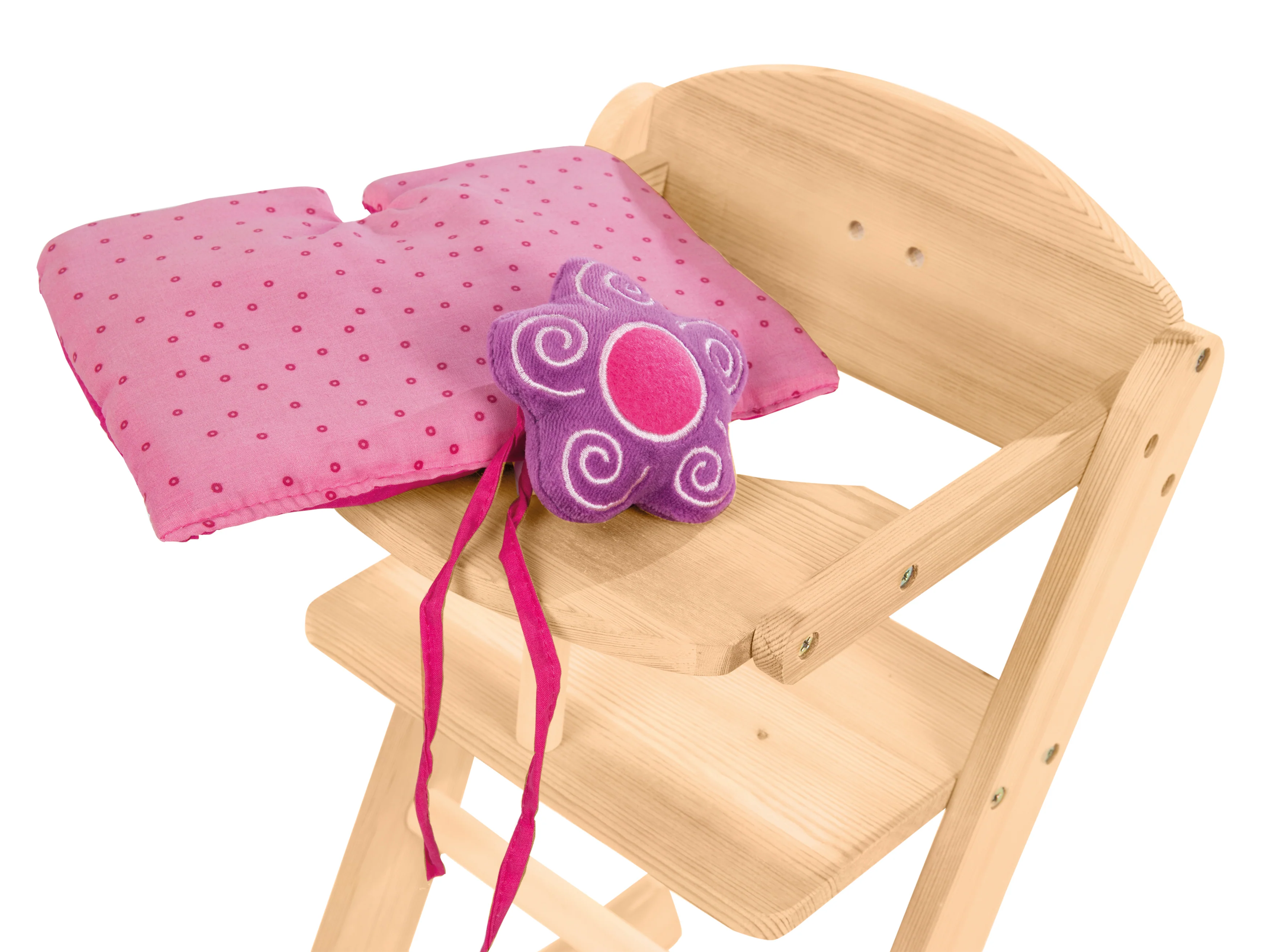 Puppenhochstuhl 'Happy Fee', für Puppen & Babypuppen, Holz natur mit Blume - Image 6