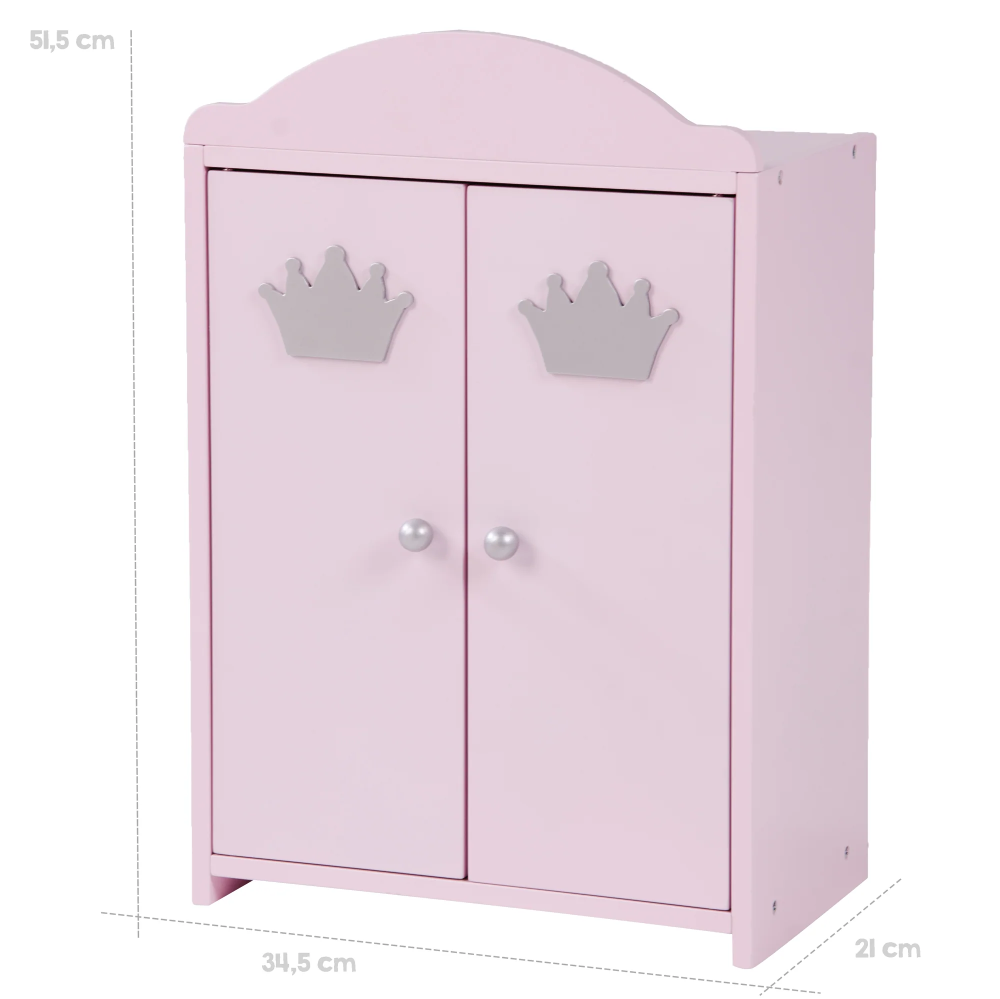Puppenkleiderschrank 'Prinzessin Sophie', 2-türig, rosa lackiert, inkl. Kleiderstange & Boden - Image 3
