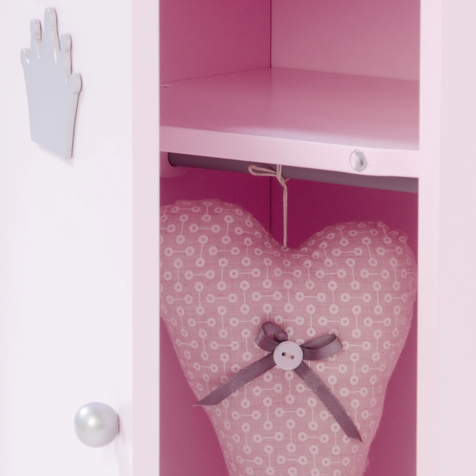 Puppenkleiderschrank 'Prinzessin Sophie', 2-türig, rosa lackiert, inkl. Kleiderstange & Boden - Image 5