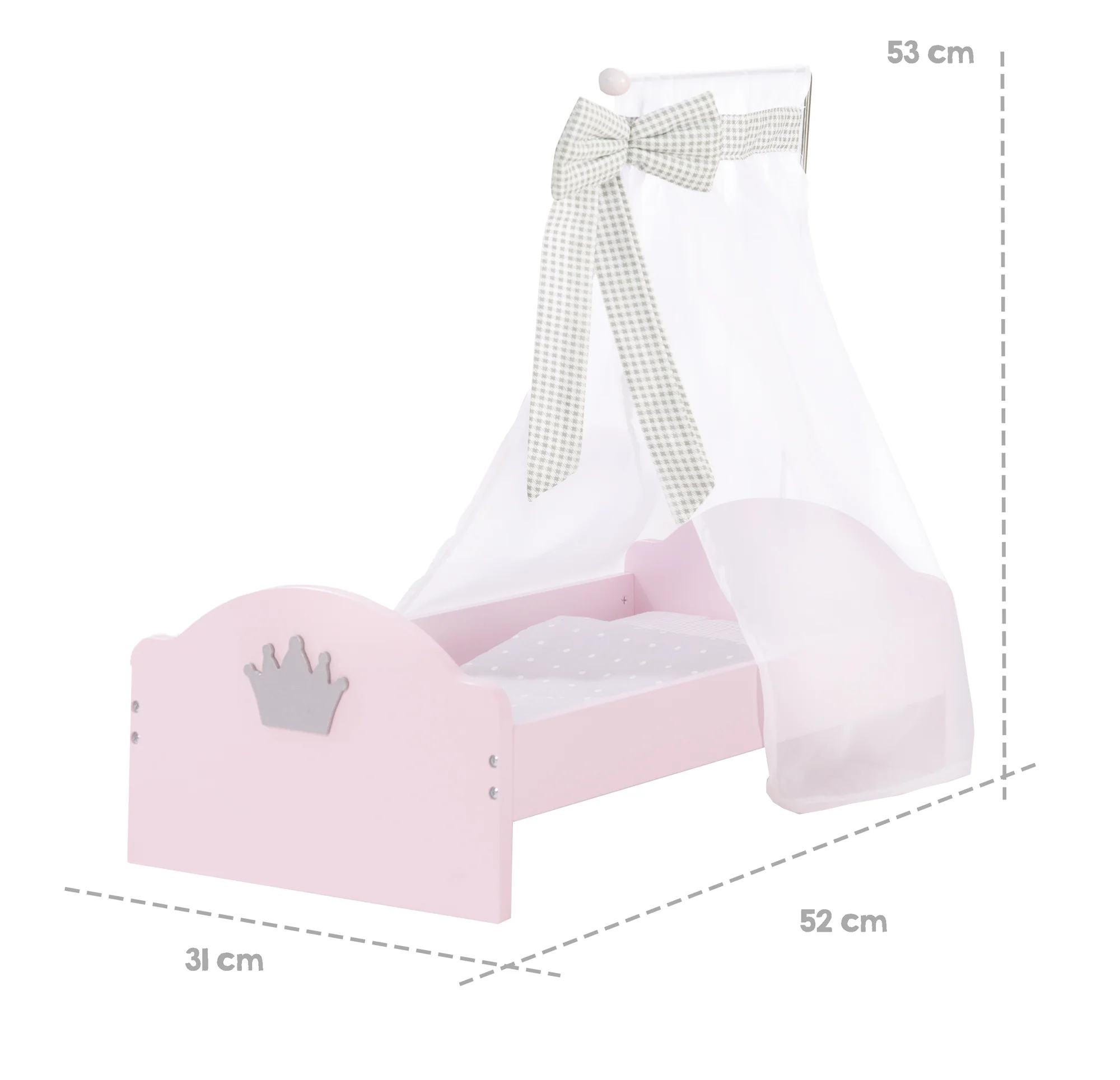 Puppenbett 'Prinzessin Sophie', inkl. textiler Ausstattung, Bettwäsche & Himmel - Image 4