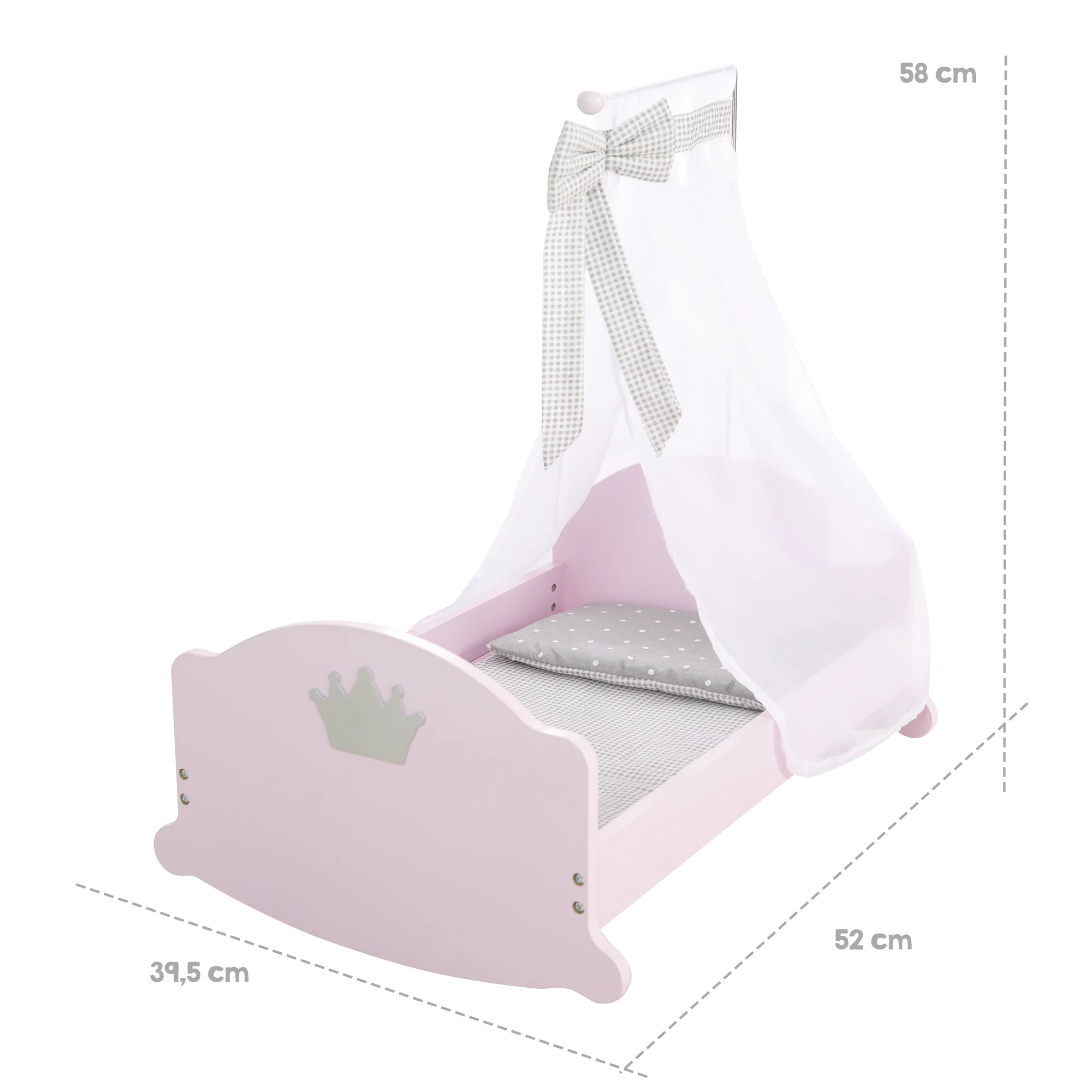 Puppenwiege 'Prinzessin Sophie', inkl. textiler Ausstattung, Bettwäsche & Himmel, rosa - Image 3