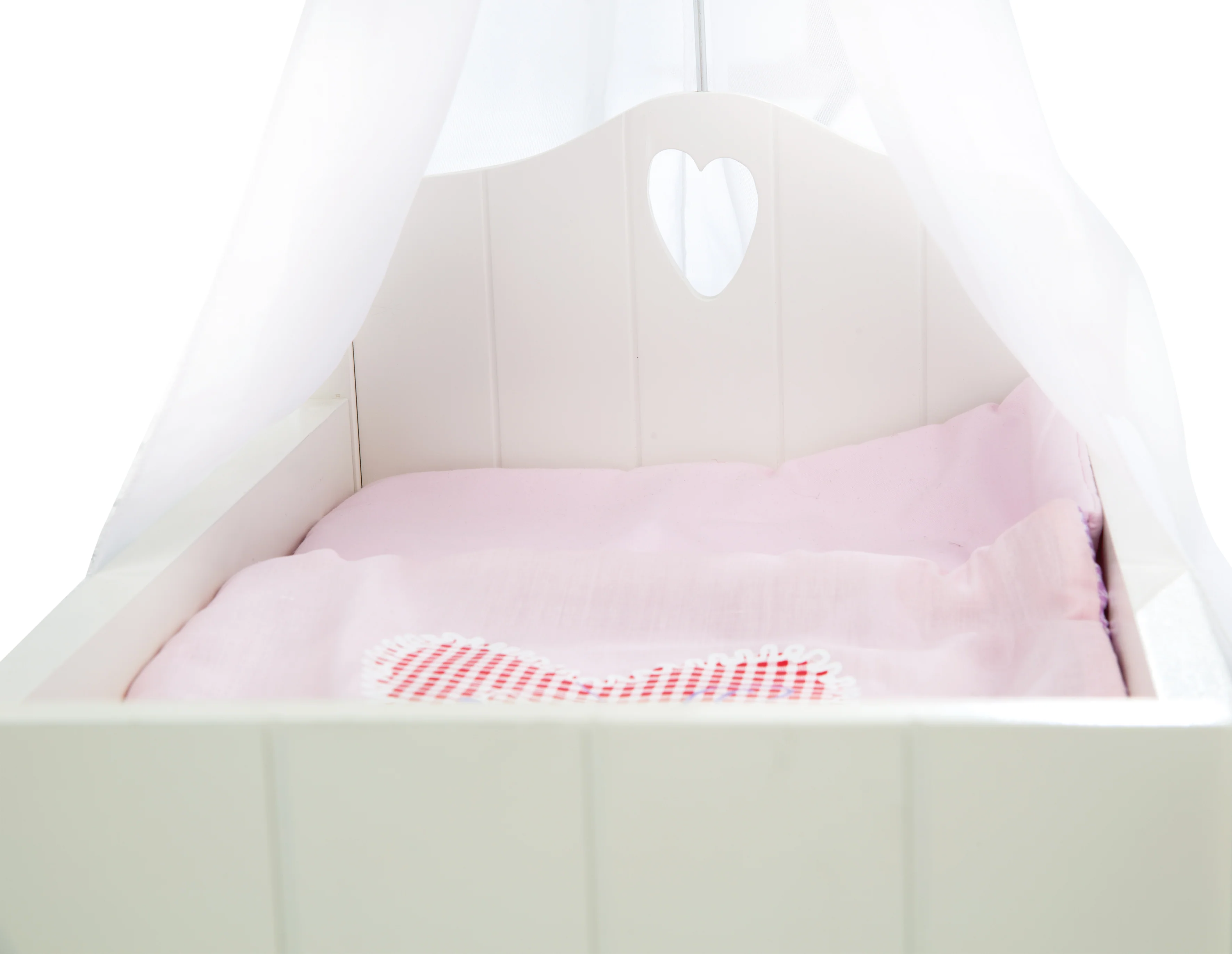 Puppenbett 'Fienchen', inkl. textiler Ausstattung, Bettwäsche & Himmel, weiß lackiert - Image 3