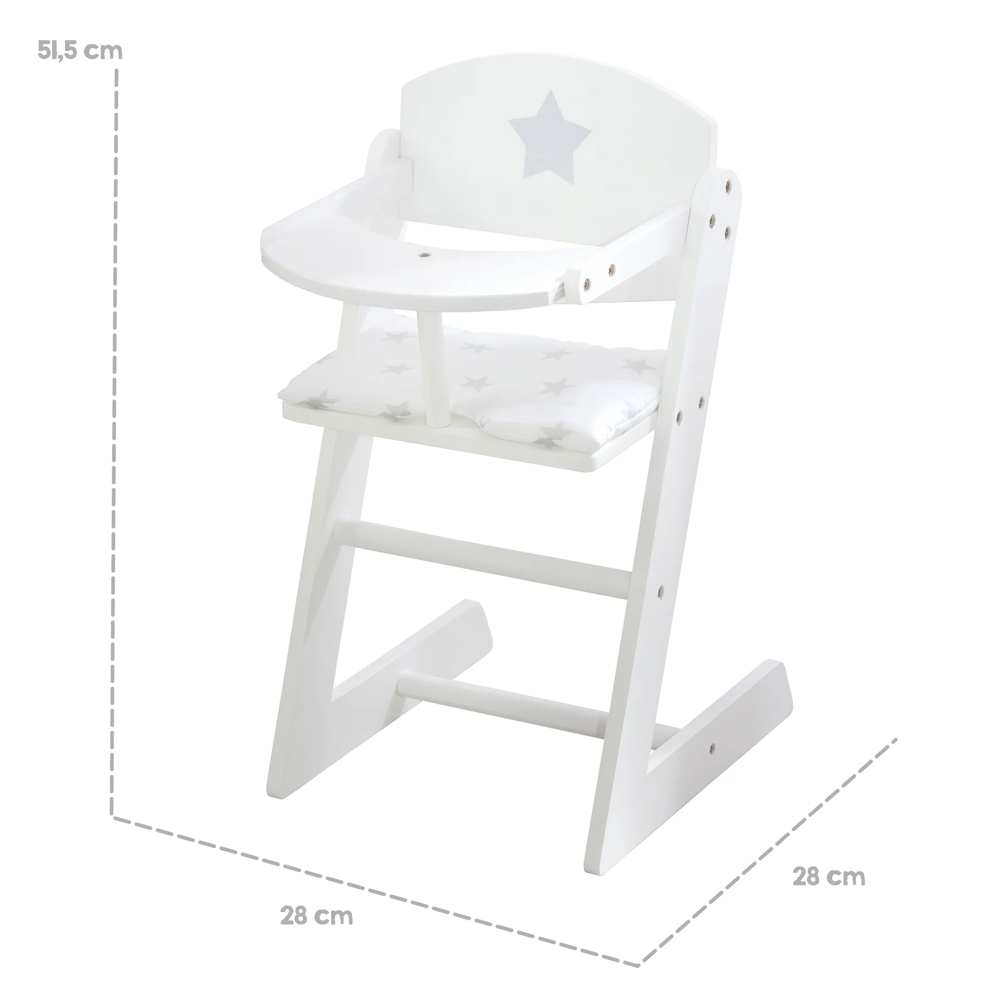 Puppenhochstuhl 'Stella', weißer Puppenstuhl aus Holz für Babypuppen - Image 4